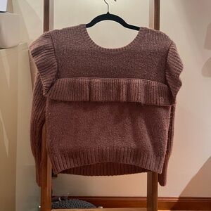 Wild Fable Mauve Ruffled Crew Neck Sweater